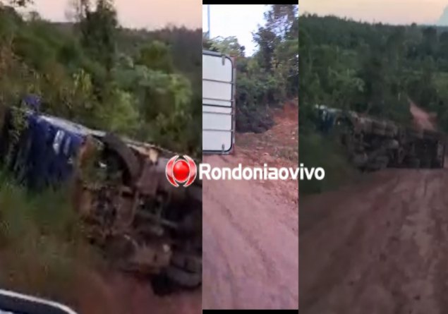 VÍDEO: Carreta tomba após descer ladeira de ré em Porto Velho 