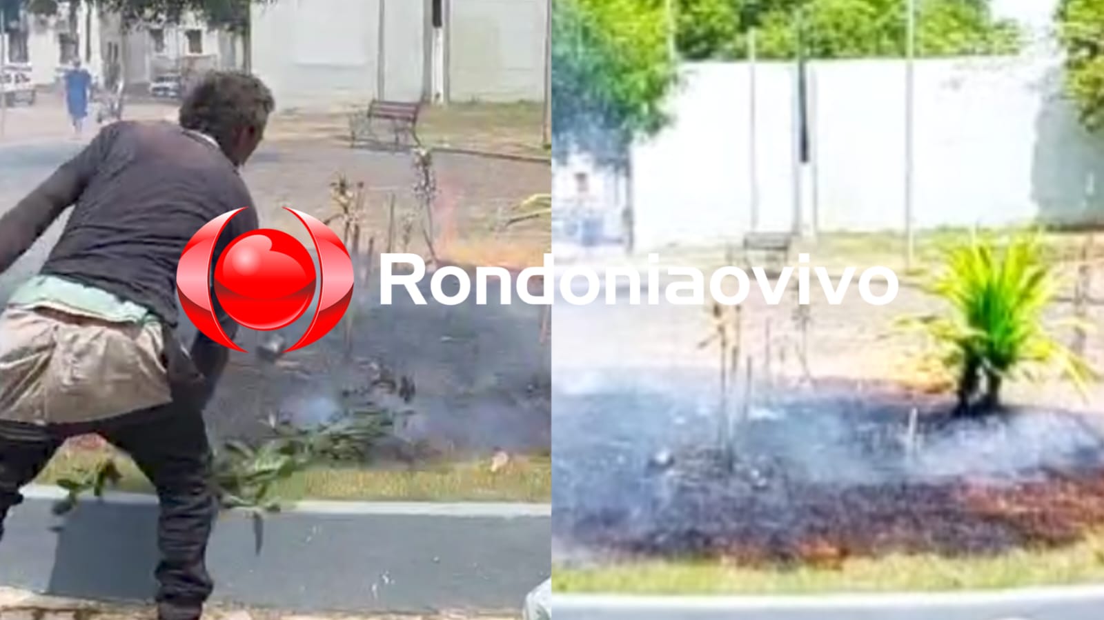 VANDALISMO: Homem é preso após incendiar grama na praça das Três Caixas D'água 