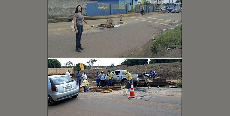 PERSISTÊNCIA: Semisb recupera asfalto na rua João Paulo I após pedido de Cristiane Lopes