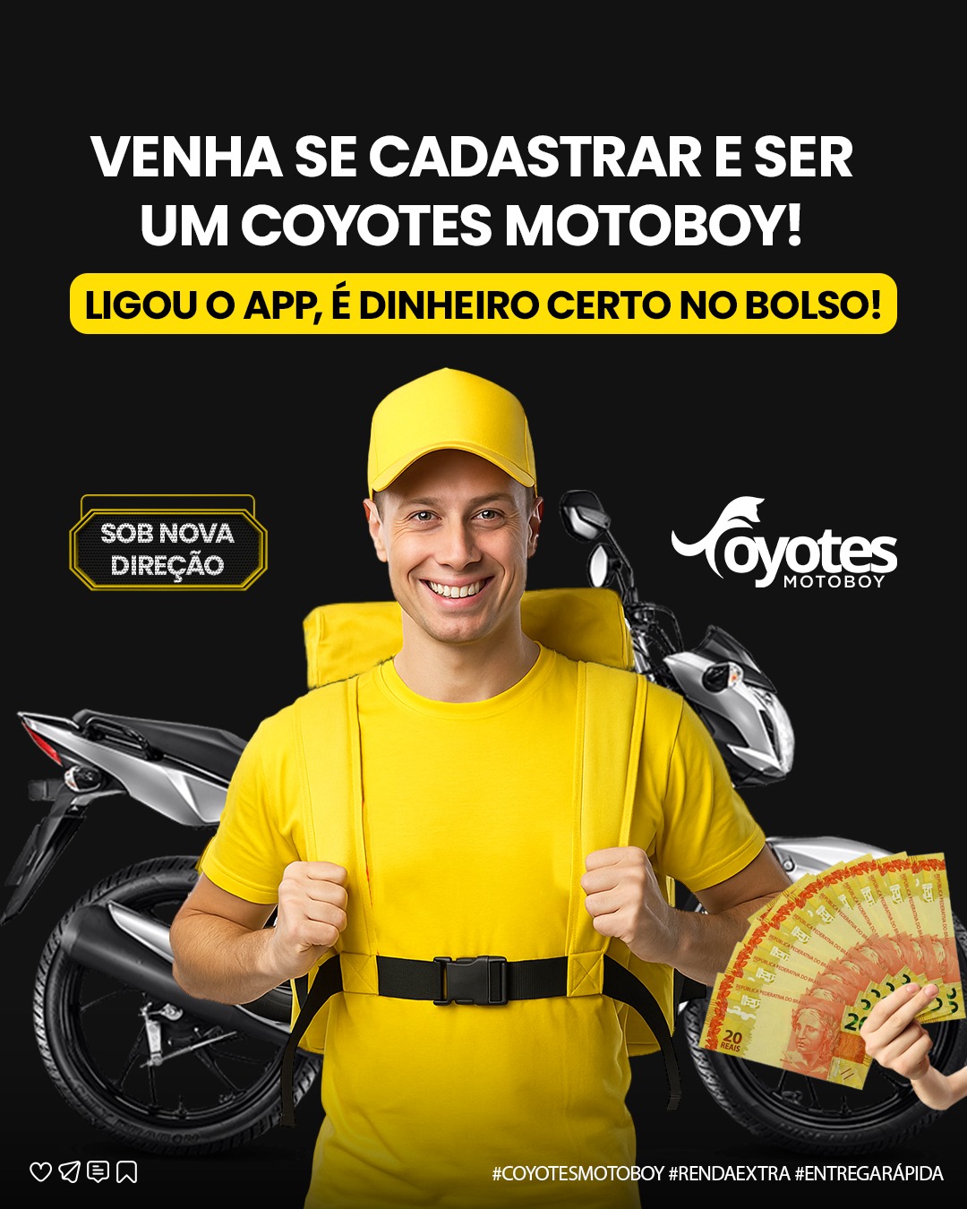 ENTREGAS: Cadastre-se no app da Coyotes Motoboy e ganhe dinheiro com facilidade