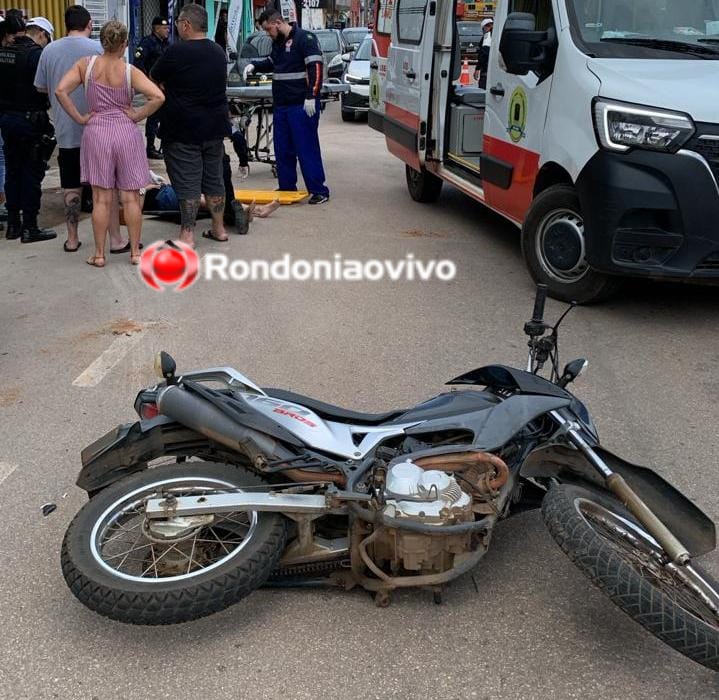 URGENTE: Mulher em motocicleta sofre grave acidente na zona Sul