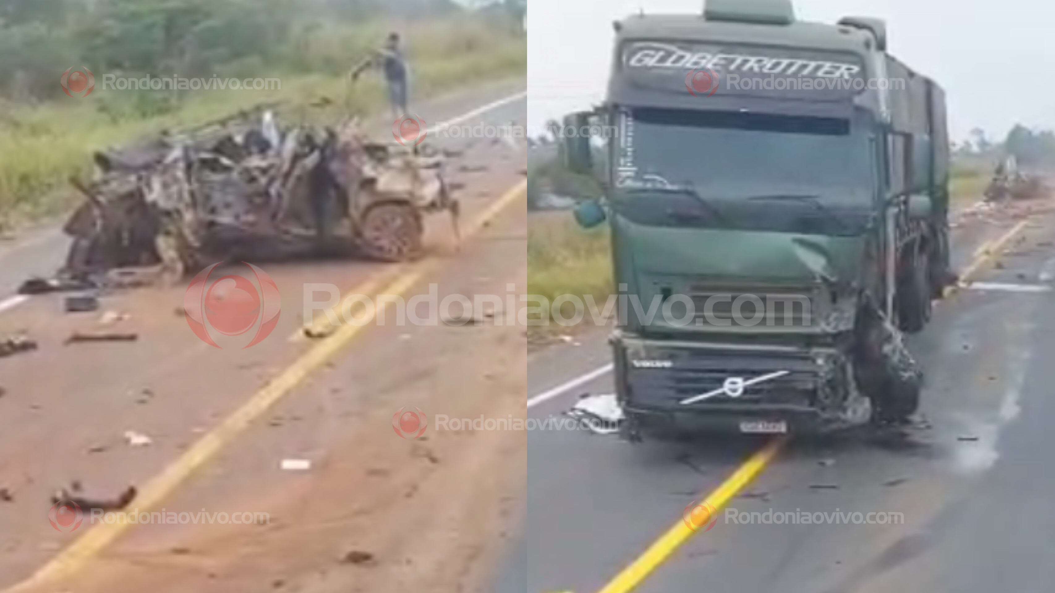 COLISÃO FRONTAL: Acidente entre carreta e carro deixa vários mortos