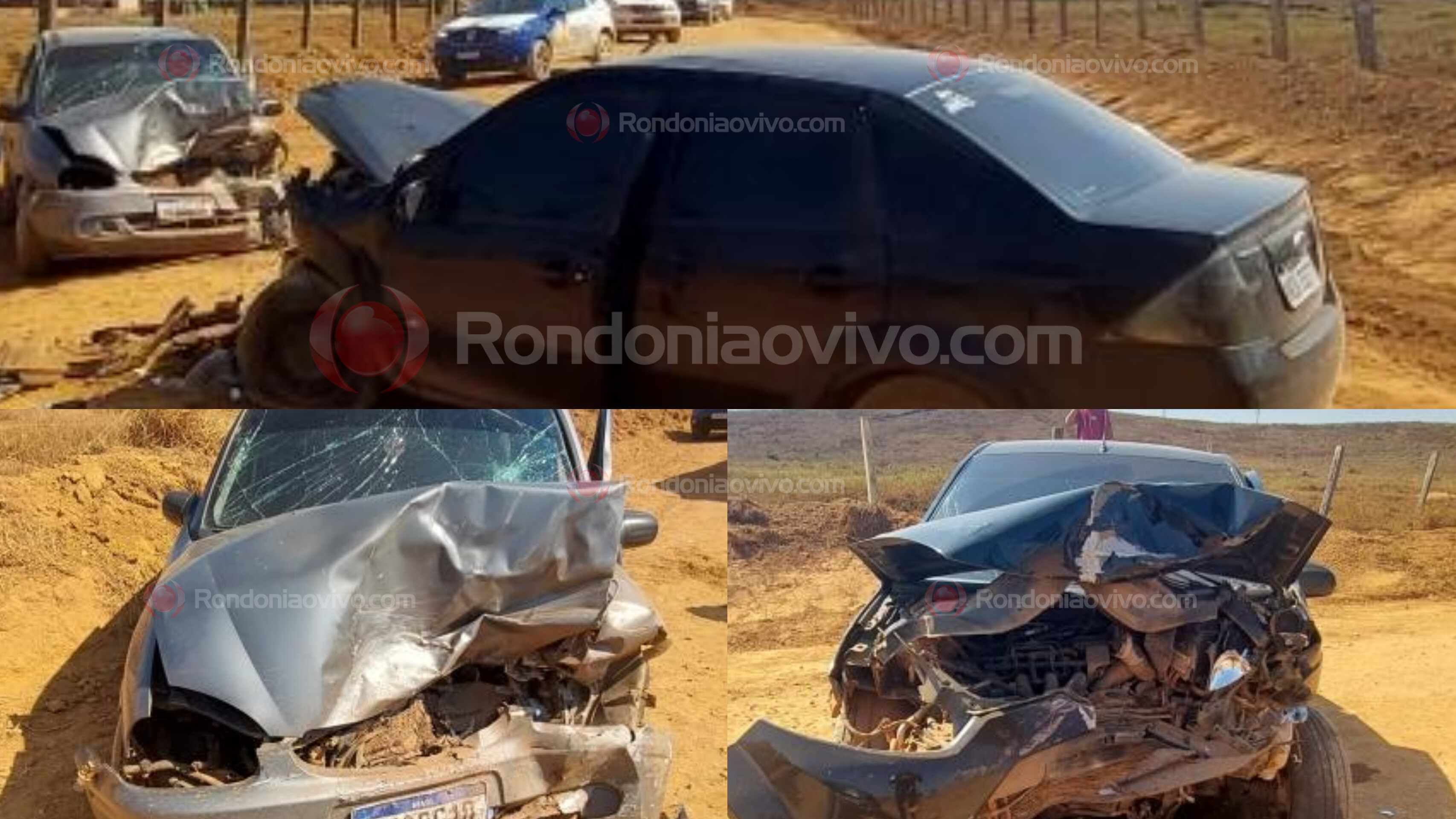 FORTE IMPACTO: Quatro pessoas ficam feridas após batida frontal entre carros 