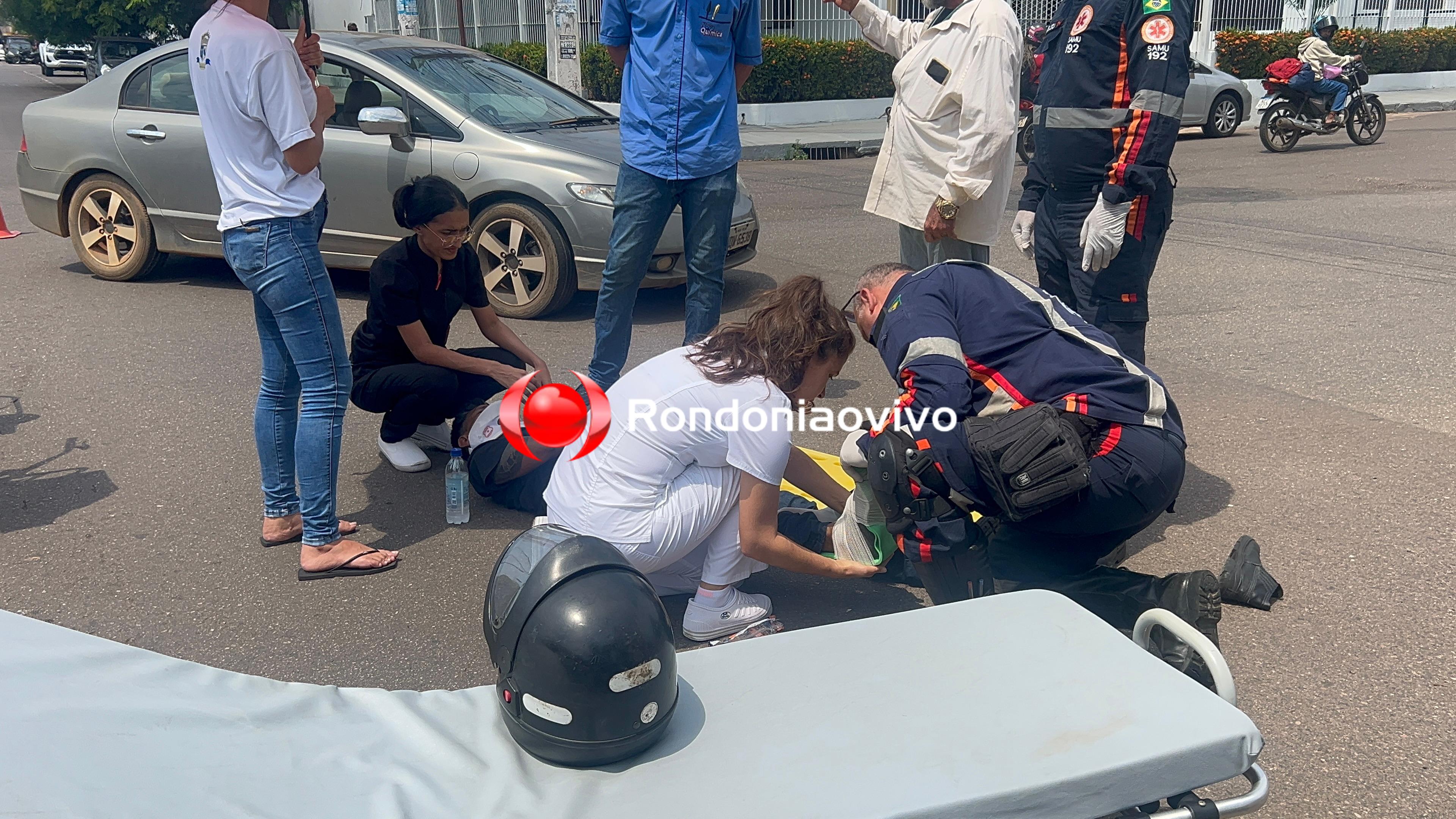 VÍDEO: Motociclista quebra a perna em acidente após avançar cruzamento na Calama