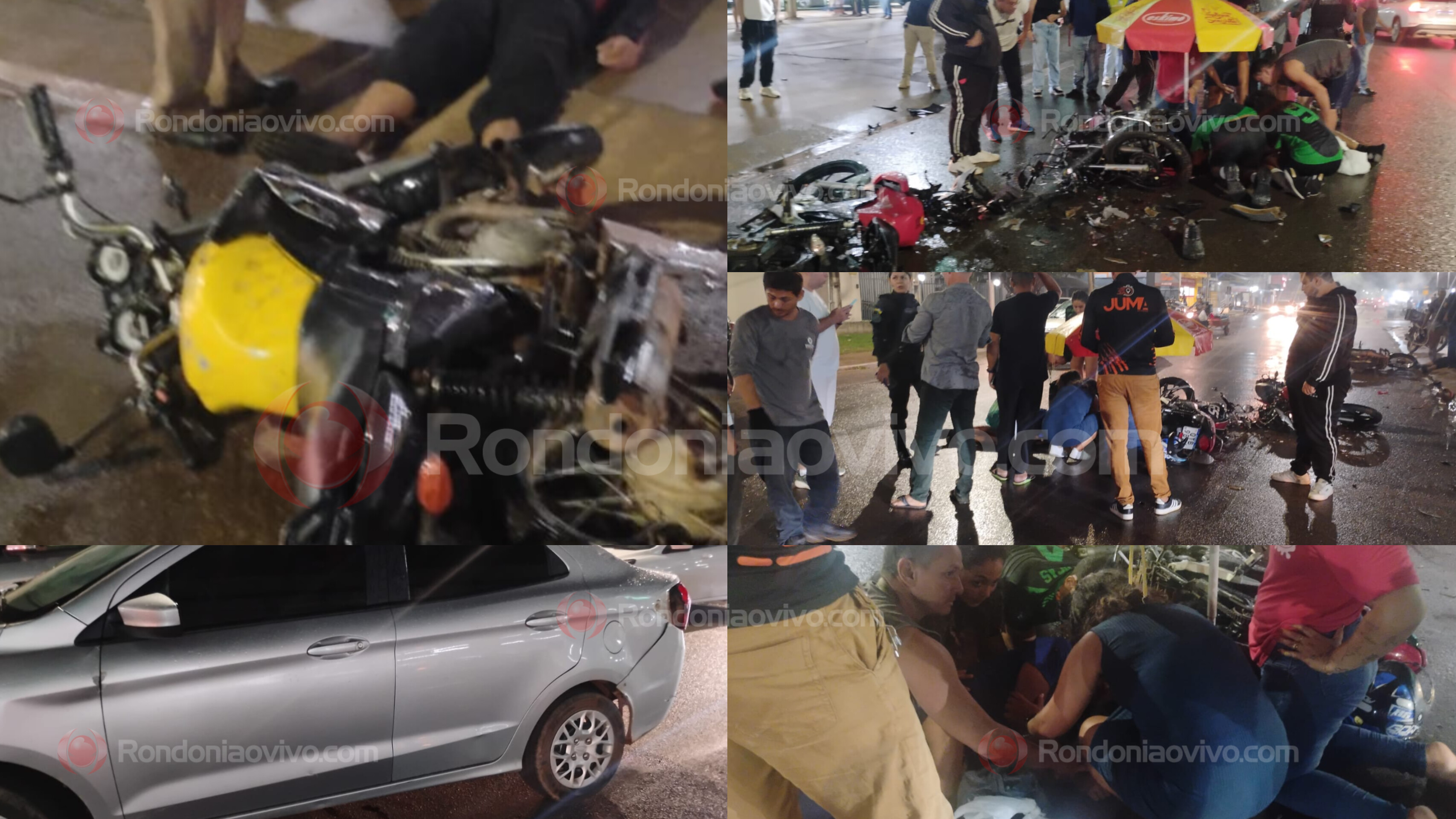 URGENTE: Grave acidente entre quatro veículos deixa três motociclistas feridos 