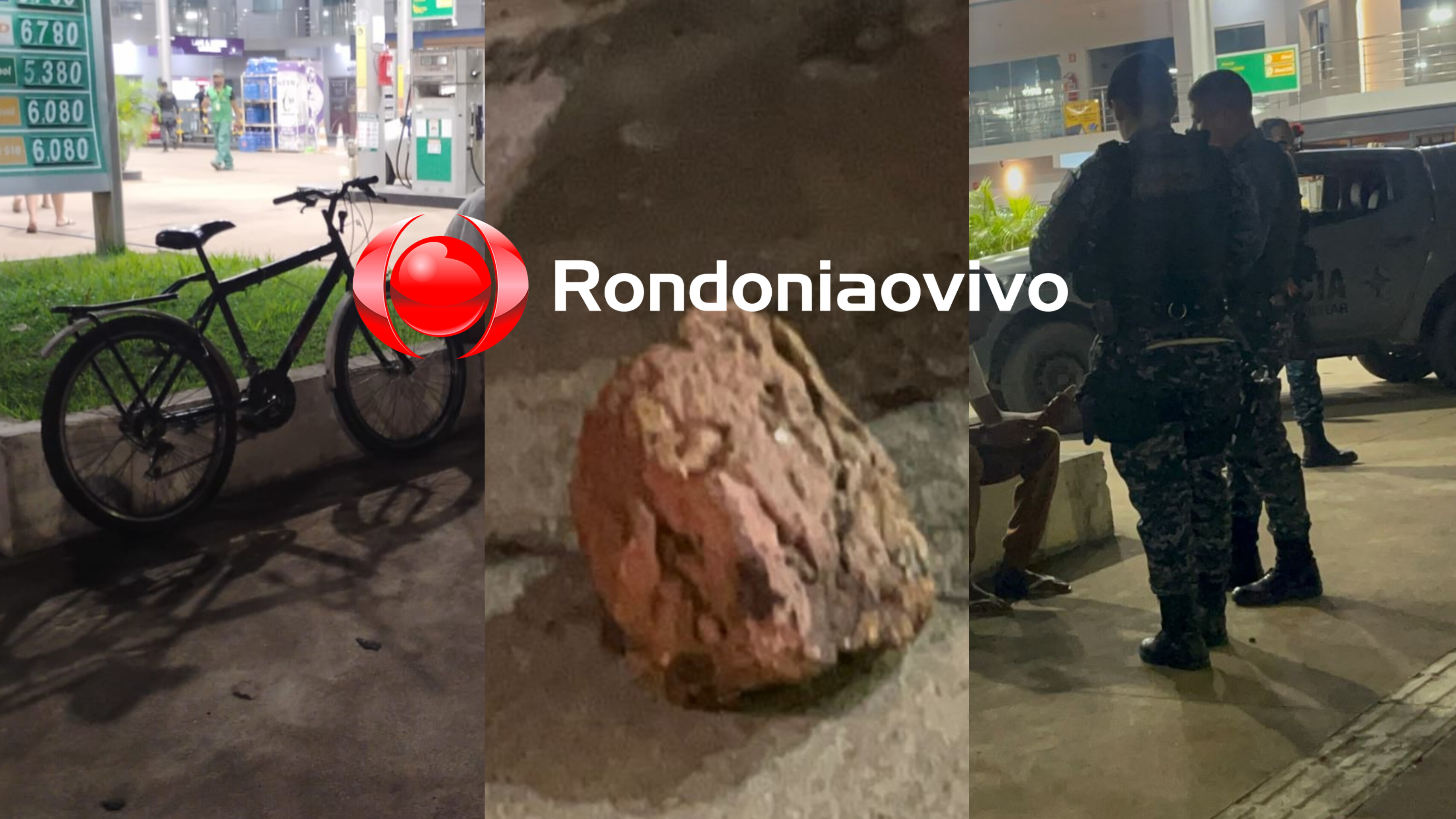 URGENTE: Homem é atacado a pedrada no rosto em frente de posto de combustíveis 