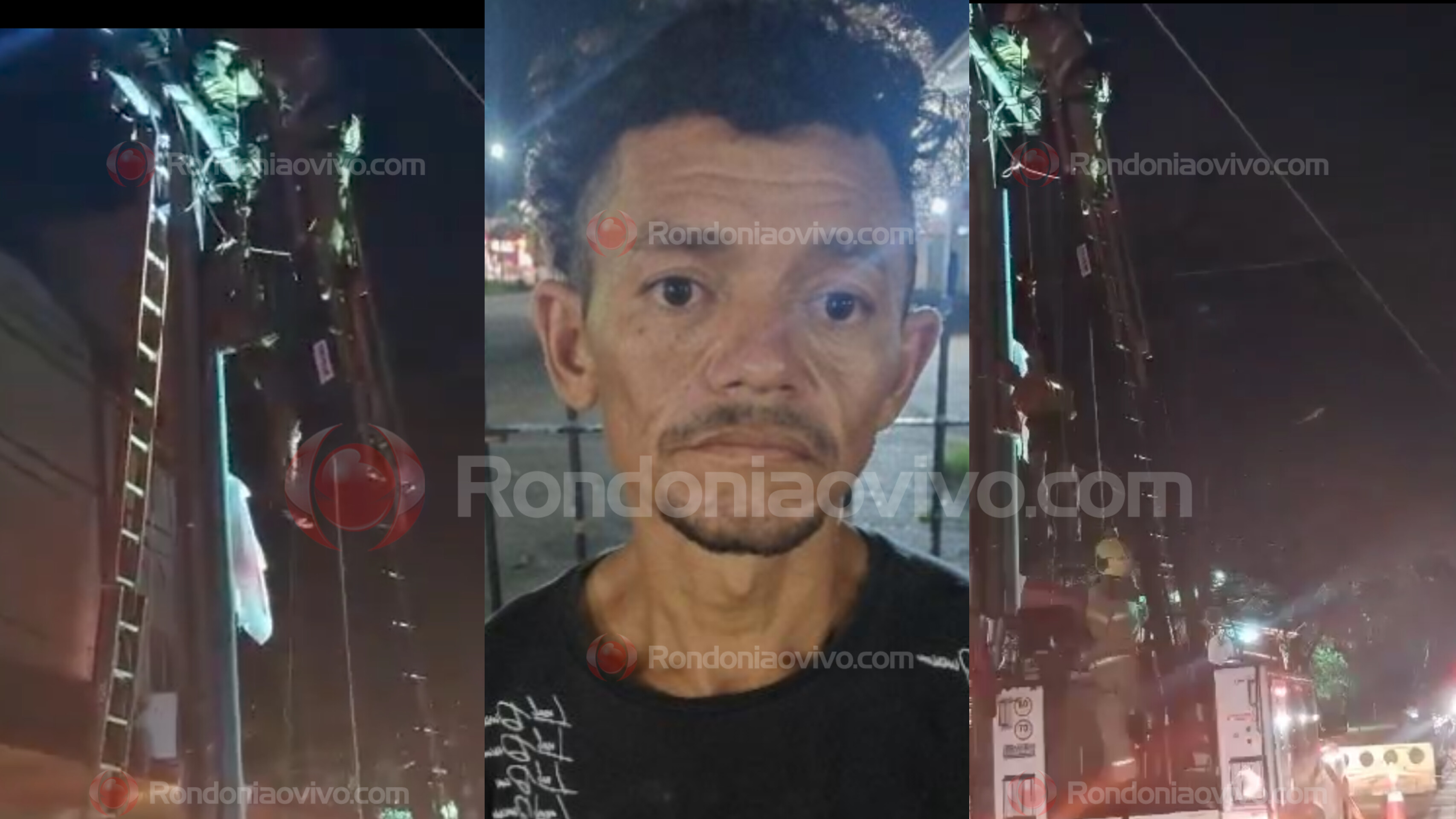 NA PRAÇA: Vídeo mostra resgate de ladrão que pegou choque ao subir em poste para furtar 