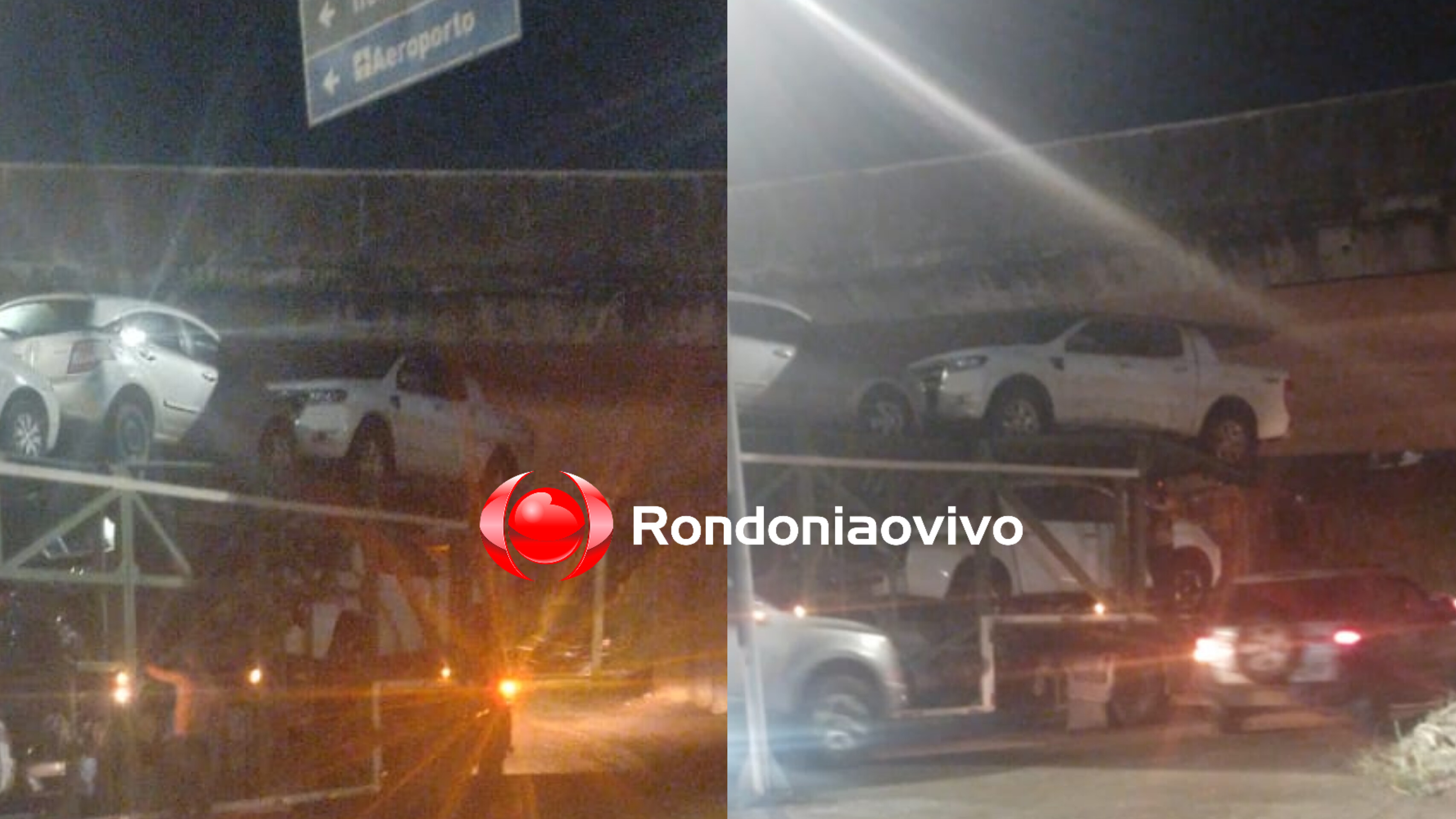 LENTIDÃO NO TRÂNSITO: Carreta cegonha fica presa embaixo de viaduto na BR-364 