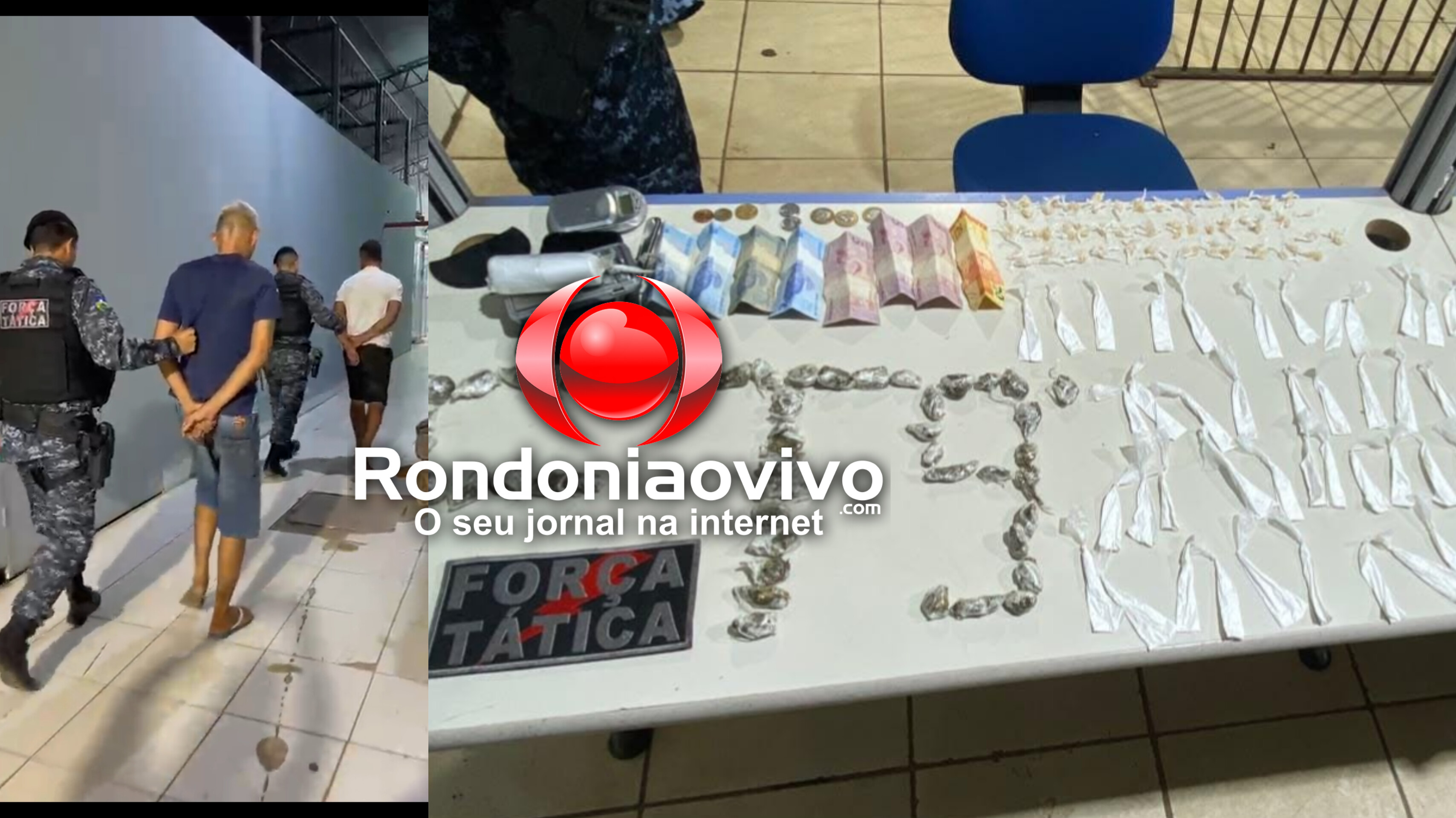 VÍDEO: Força Tática prende dupla com várias porções de entorpecentes na zona Sul