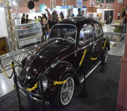 Exposição de carros antigos chama a atenção de visitantes em feira 