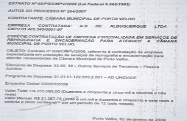 EXCLUSIVO - Contratos da Câmara Municipal de Porto Velho causam estranheza em valores e quantidades adquiridas