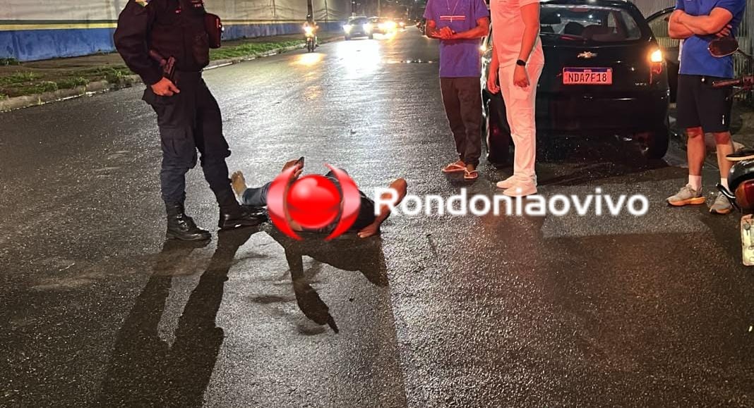 VÍDEO: Motociclista fica ferido após colidir de frente com Celta na zona Sul