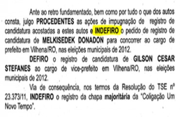 Melki Donadon tem pedido de registro de candidatura indeferido pela Justiça Eleitoral