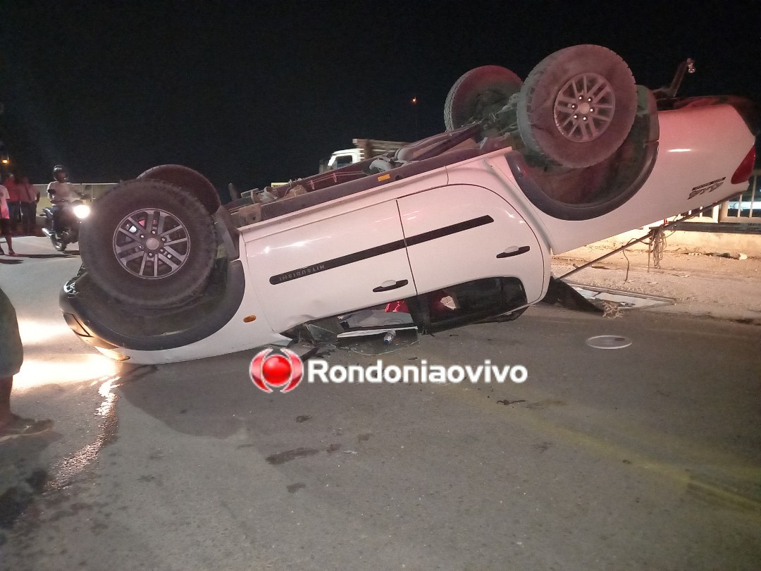 VÍDEO: Assaltantes roubam caminhonete e capotam na ponte do rio Madeira