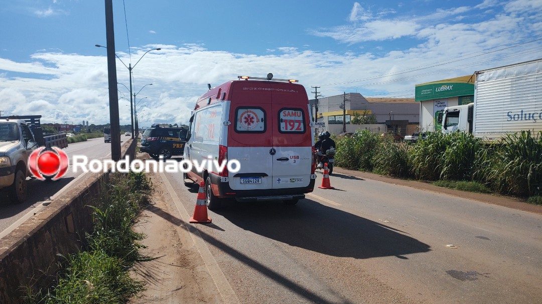 NA FAIXA: Casal em moto fica gravemente ferido ao atropelar ciclista na BR-364 