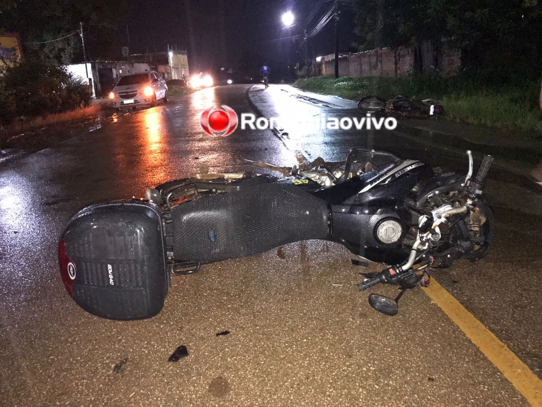 BATIDA ENTRE MOTOS: Enfermeira e mais duas pessoas ficam gravemente feridas em colisão frontal 