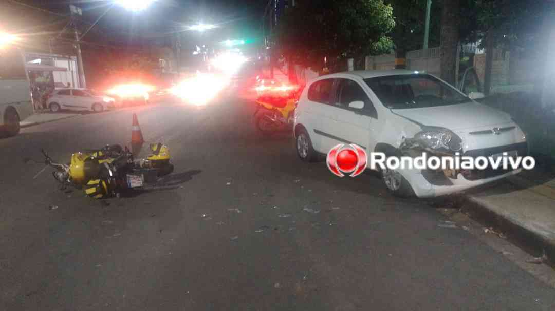 NO CENTRO: Mototaxista é atingido por carro e fica gravemente ferido