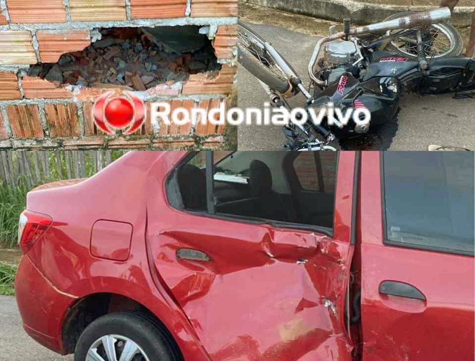 CRISTAL DA CALAMA: Grave acidente entre carro e moto deixa jovem com ferimentos 