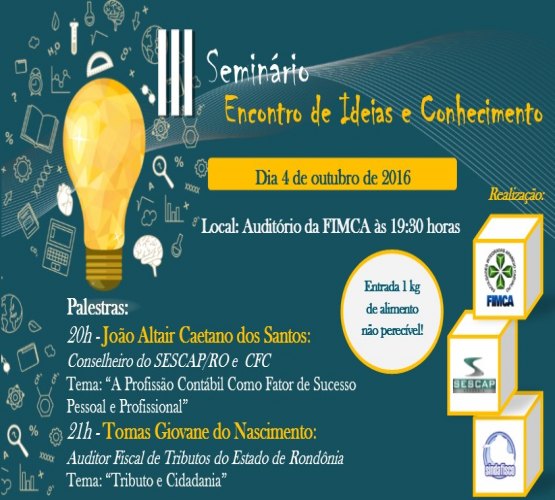 Seminário Encontro de Ideias e Conhecimento acontece em Porto Velho