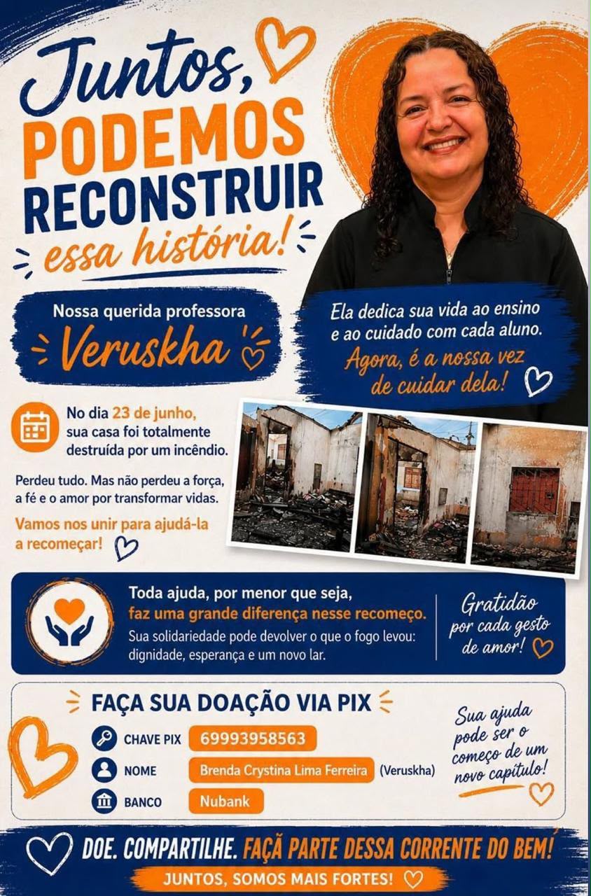 SOLIDARIEDADE: Após perder casa em incêndio, amigos criam 'vaquinha' para ajudar professora em Porto Velho