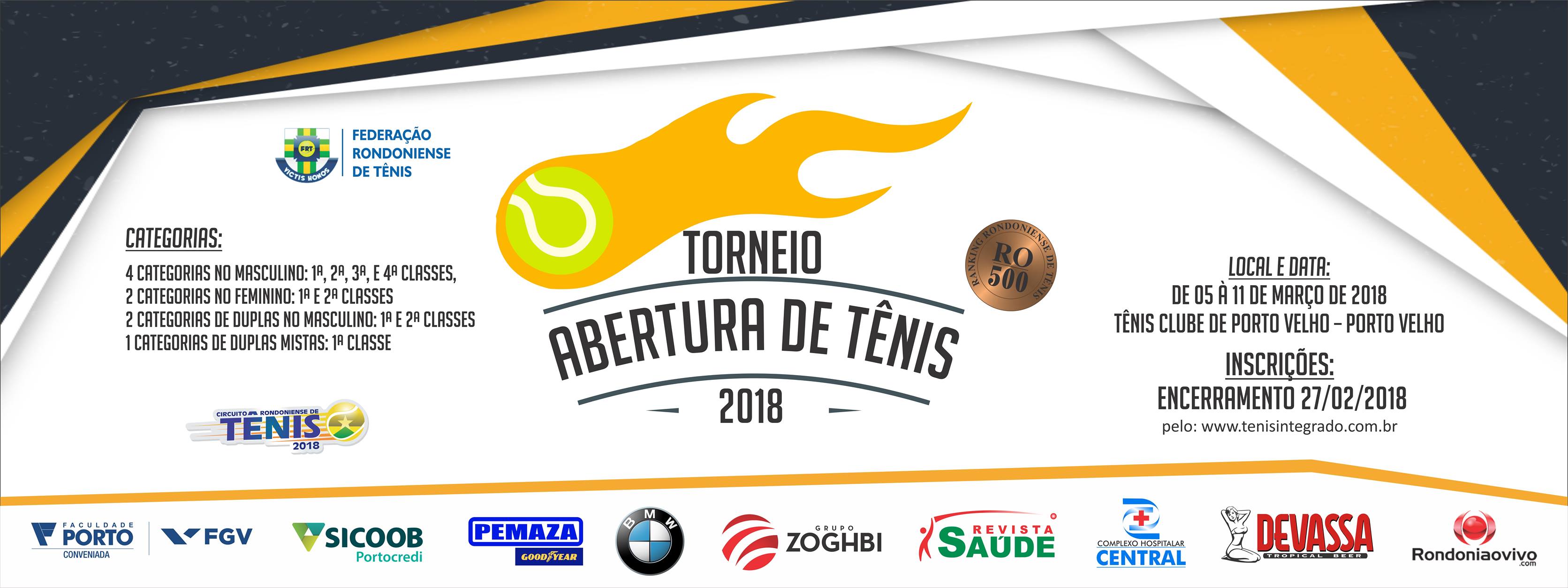 Confira a programação do Circuito Rondoniense de Tenis 2018