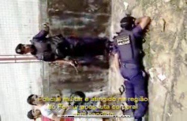 POLÍCIA – PM luta com bandido e na seqüência é atingido por arma de fogo na região do fêmur - VÍDEO