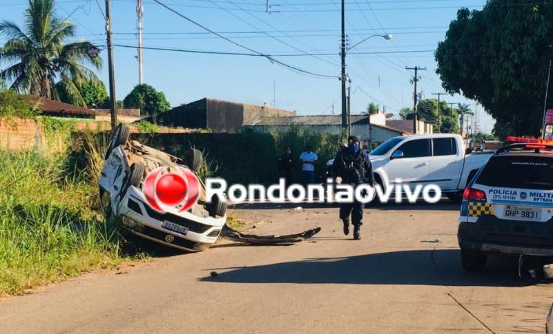 CAPOTAMENTO: Motorista fica ferido em grave acidente na zona Leste