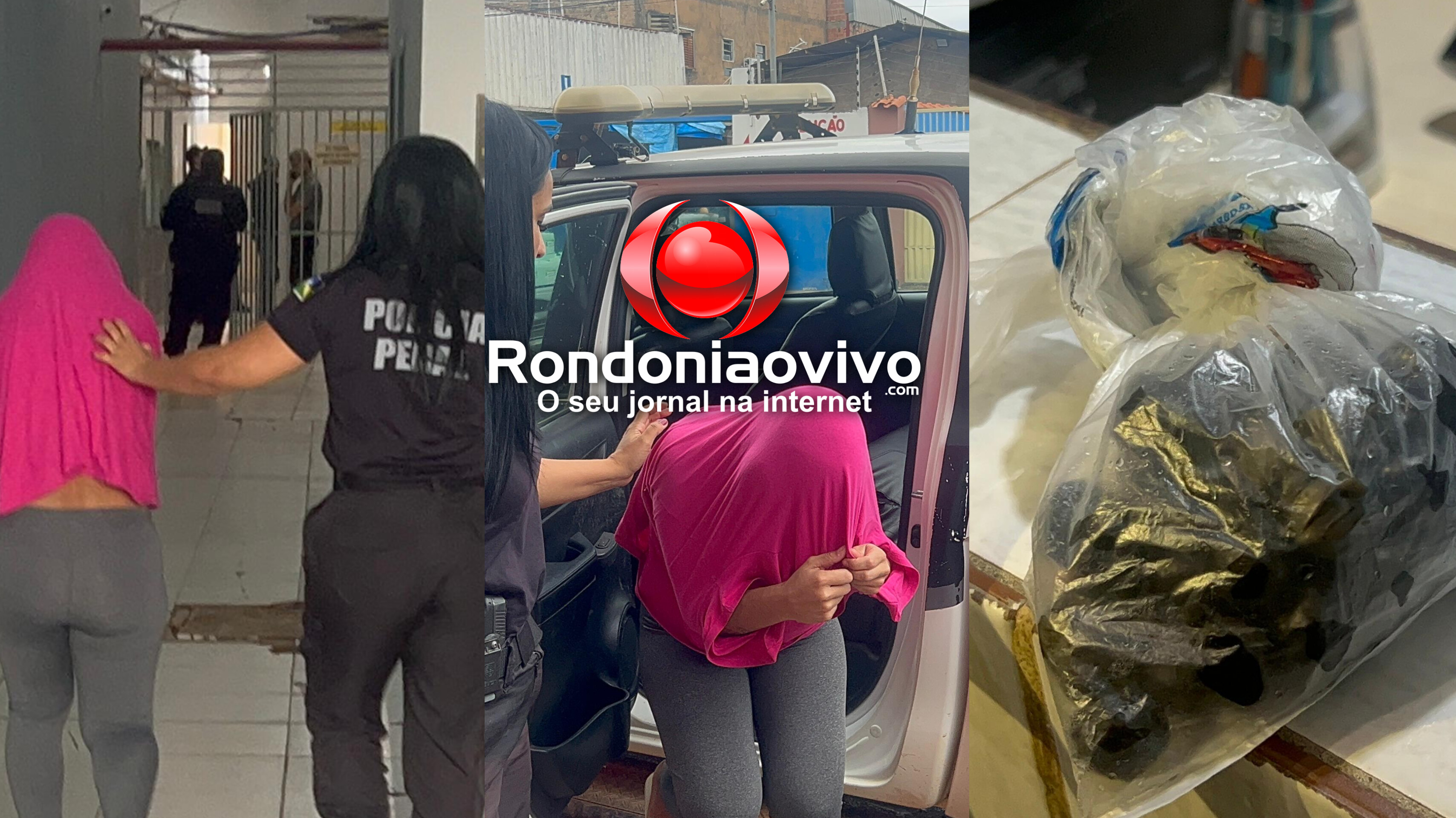 VEJA VÍDEO: Jovem é presa levando várias porções de drogas ao marido no '603'