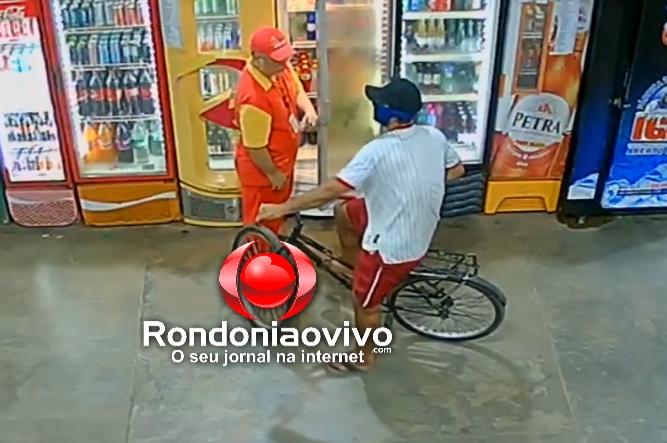 VÍDEO: Ladrão em bicicleta é filmado assaltando posto de combustíveis na Jorge Teixeira