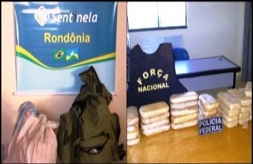 Operação Sentinela, da PF e Força Nacional, apreende 35 kg de cocaína em Cerejeiras/RO