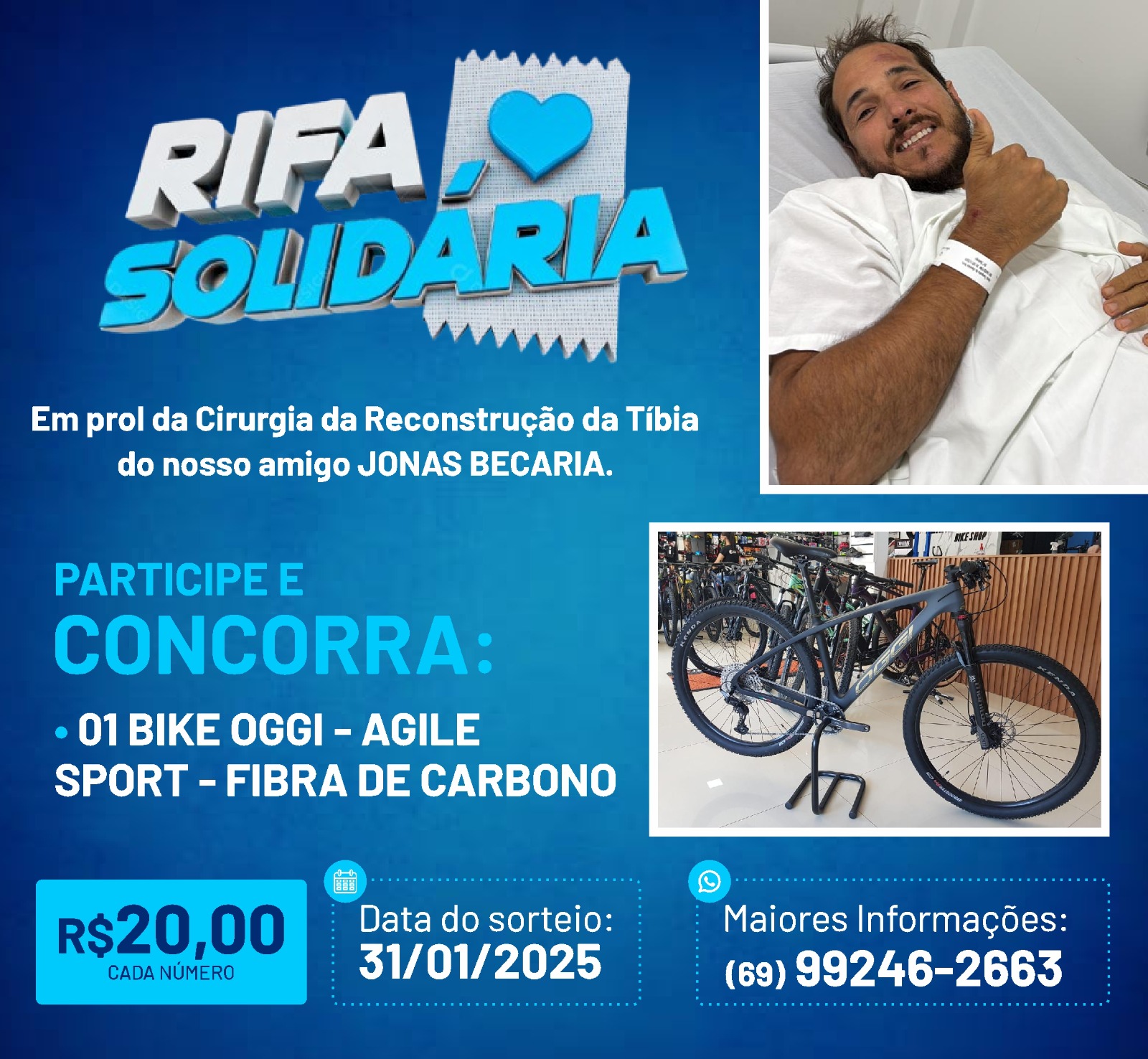 CAMPANHA: Amigos organizam rifa para pagar cirurgia de acidentado