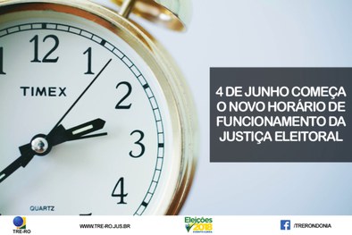 MUDANÇAS: Justiça Eleitoral com novo horário de funcionamento a partir do dia 4 de junho