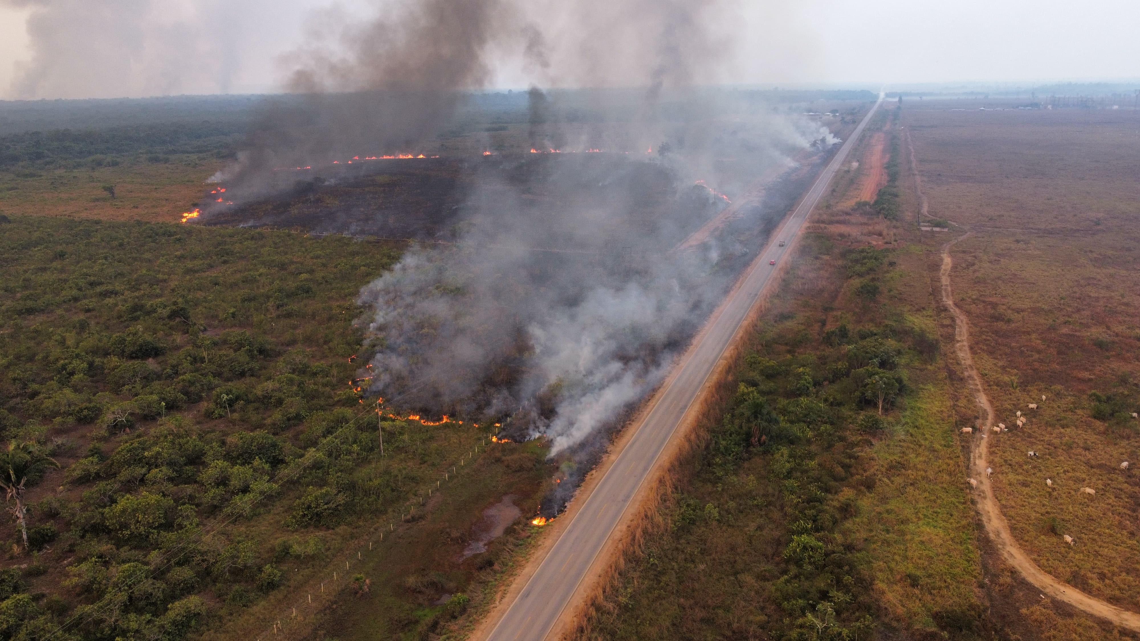 QUEIMADAS: Incêndio é registrado perto de lanchonete na BR-364 