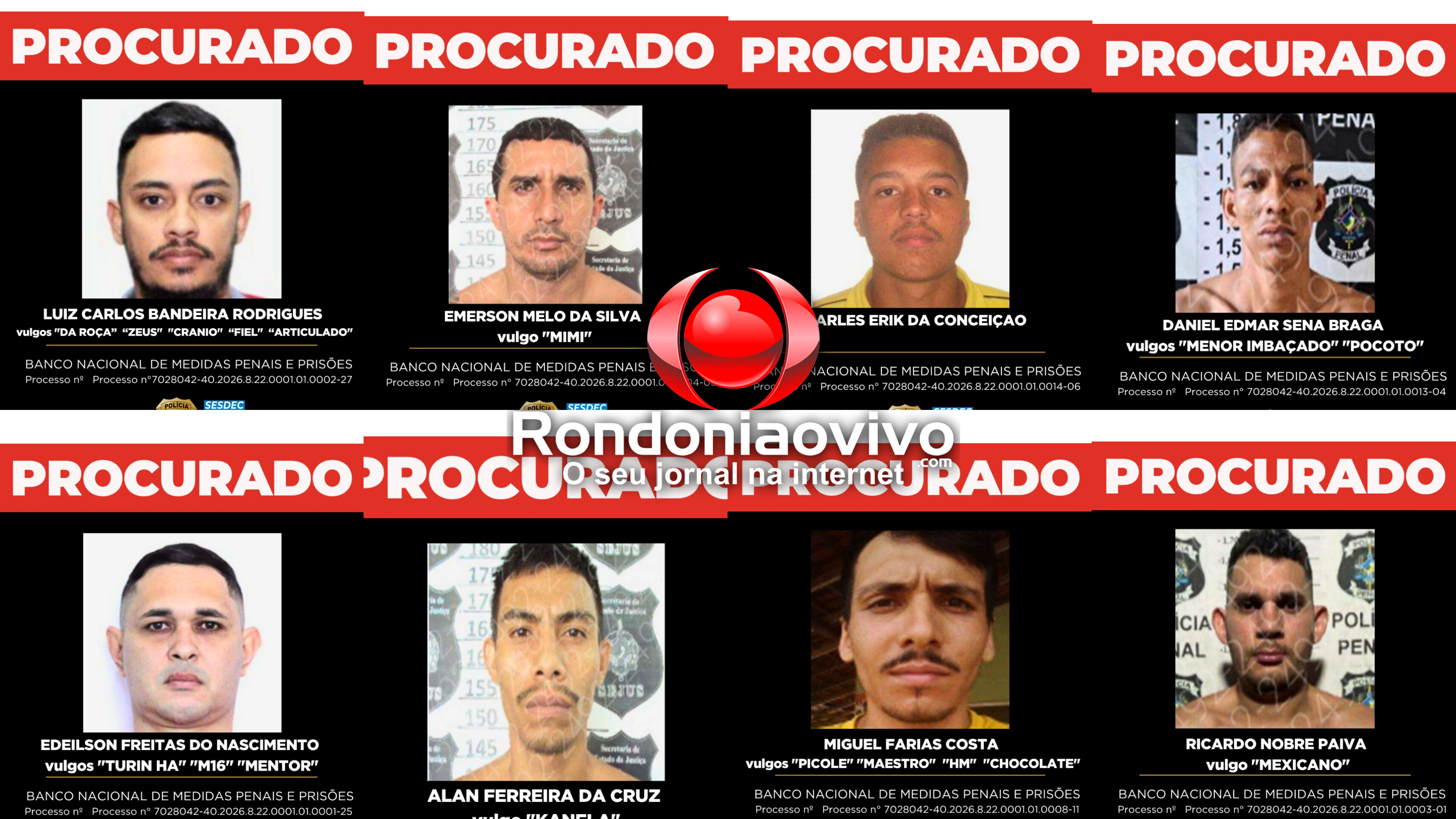 ORGANIZAÇÃO CRIMINOSA: Polícia divulga imagens de foragidos da Operação Audácia