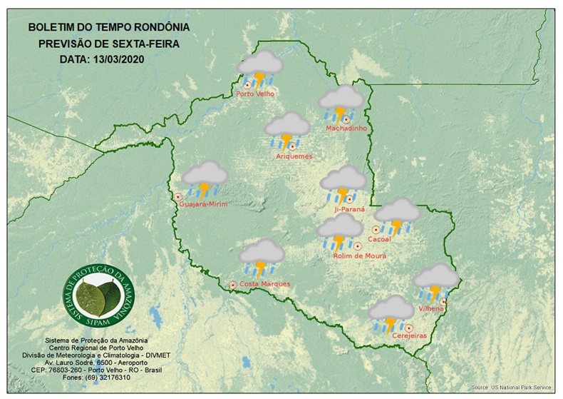 CLIMA: Confira a previsão do tempo para esta sexta-feira em Rondônia