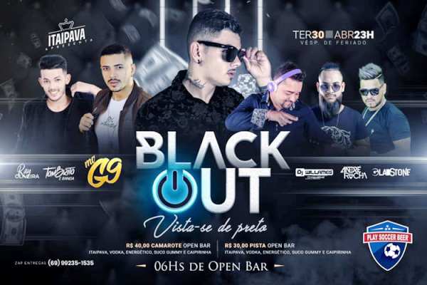 Confira os sorteados para Noite do Blackout  Vista-se de Preto