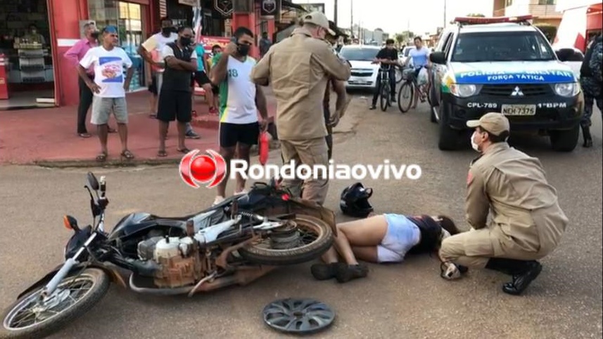 TRÂNSITO: Passageira de motocicleta fica lesionada após colisão com carro na zona Sul