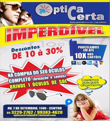 Super promoção da Óptica Certa