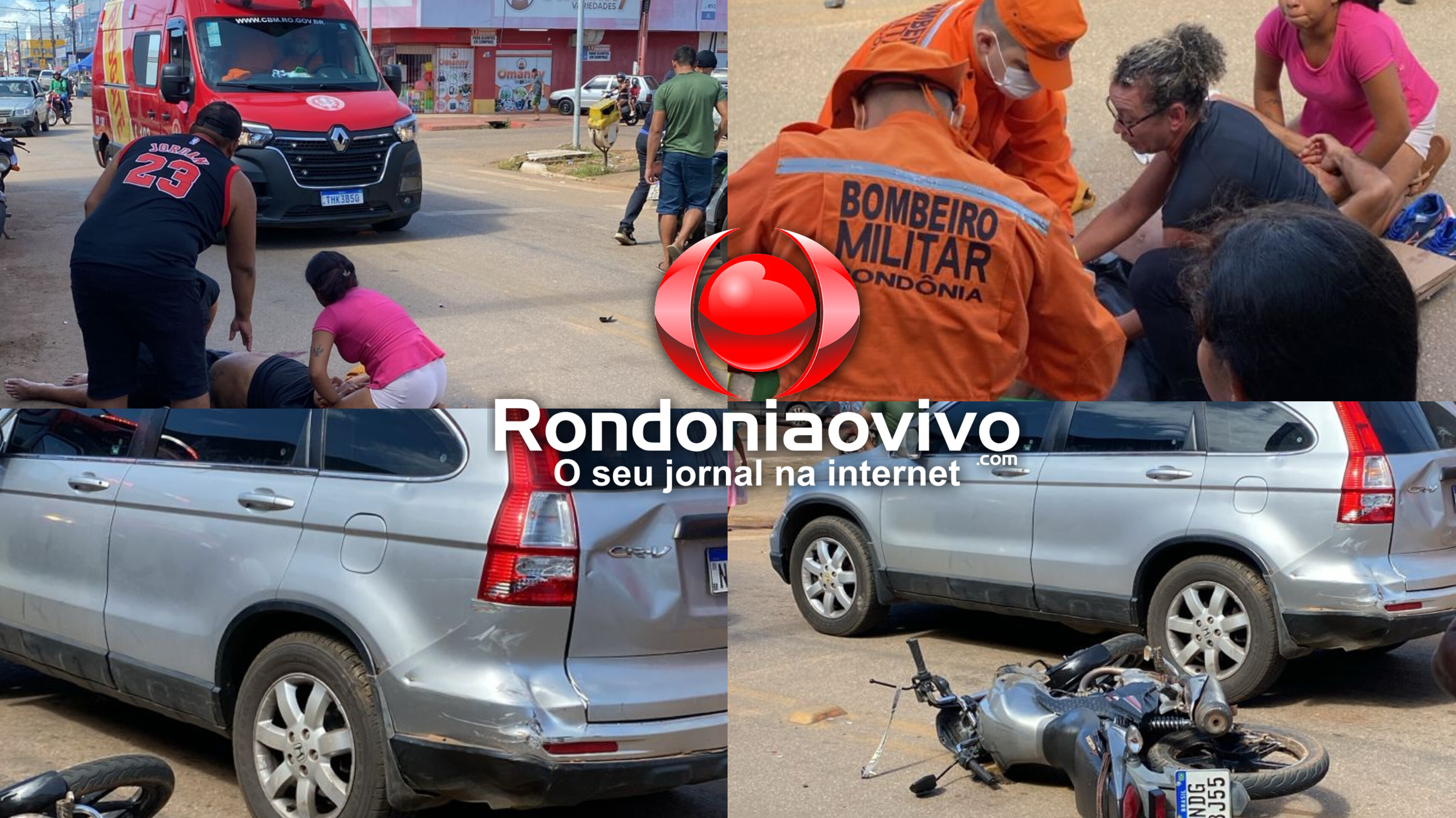 VEJA VÍDEO: Motociclista sofre grave fratura exposta após colisão traseira na zona Leste