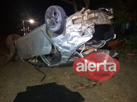 GRAVE: Carro de luxo capota na BR-364 após colidir com capivara