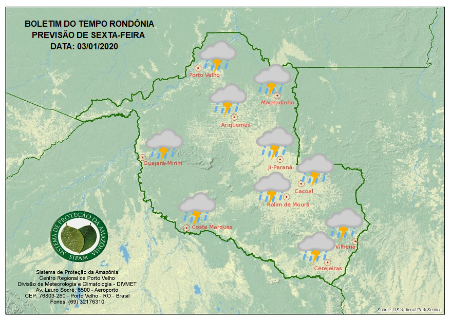 PREVISÃO P/ RONDÔNIA: Sipam prevê manhã nublada e com chuva a tarde nesta sexta