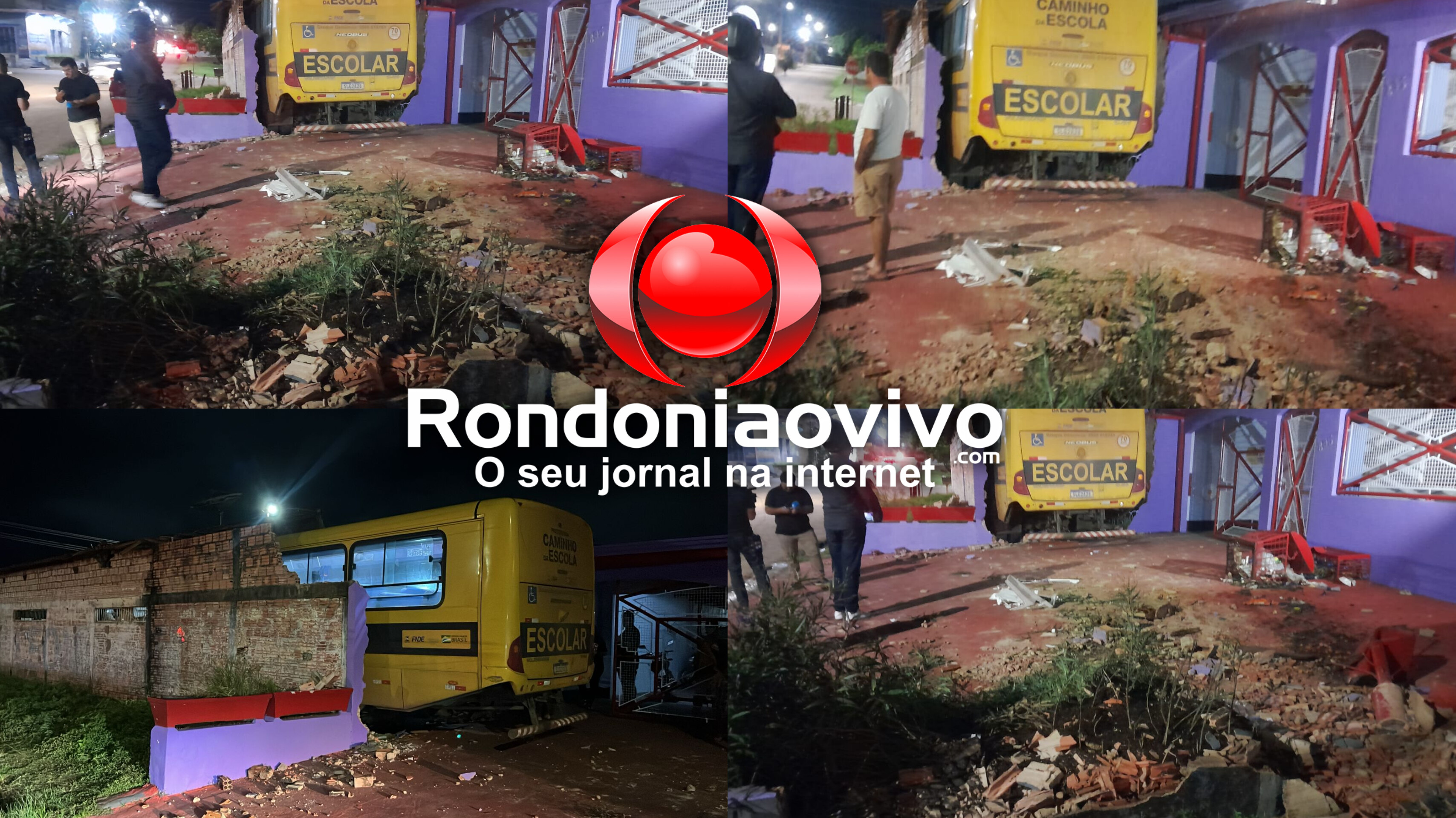 URGENTE: Ônibus escolar perde o freio e atinge veículos e residência no Centro de Porto Velho