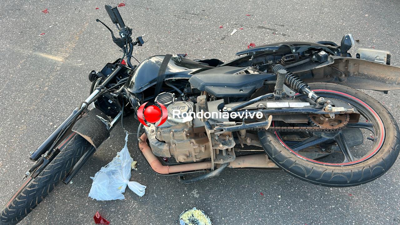 ESCAPOU DA MORTE: Caminhão passa por cima da perna de motociclista