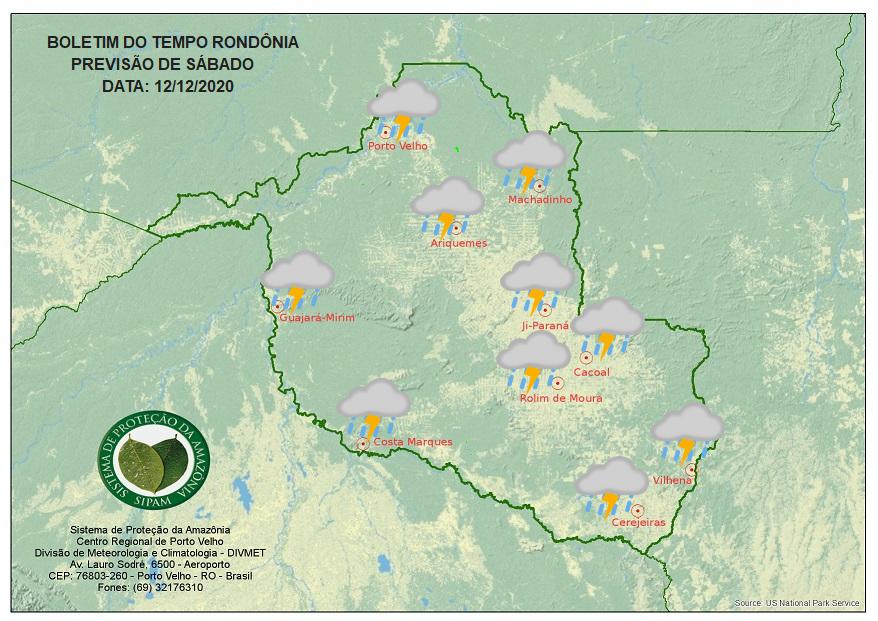 CLIMA: Veja a previsão do tempo para este sábado (12) em Rondônia