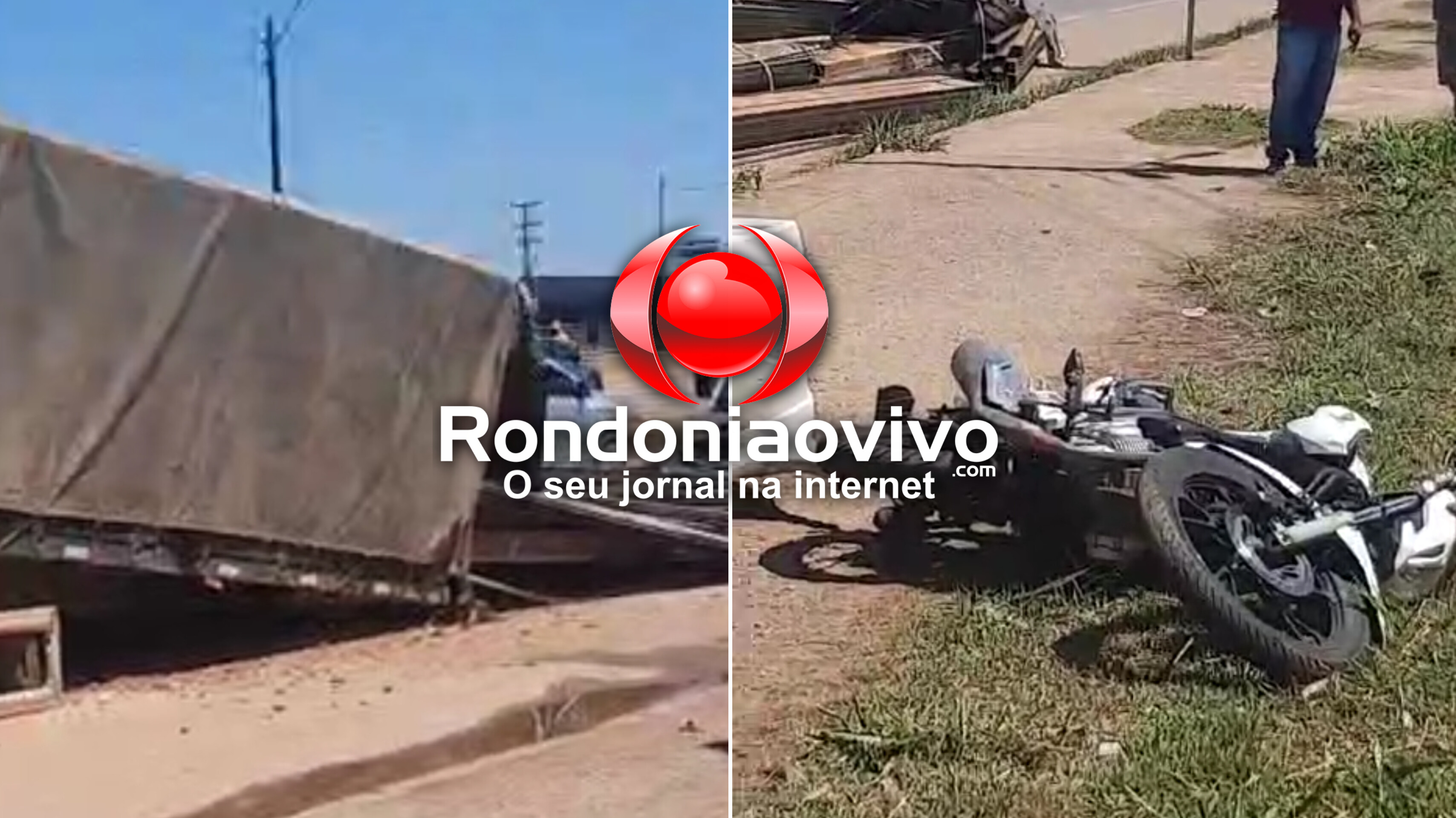 VÍDEO: Carroceria de carreta se solta e atinge motocicleta na Rua da Beira