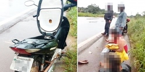 Pneu de moto estoura e deixa duas feridas na BR-364 