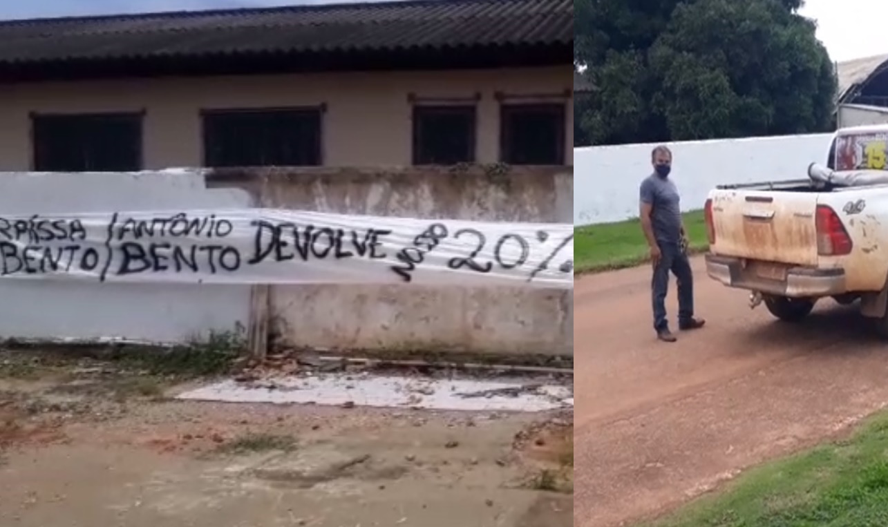 VÍDEO: Secretário fica enfurecido e retira faixa de protesto na frente de hospital 