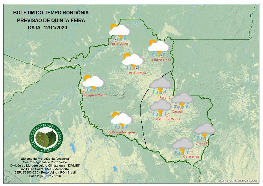 CLIMA: Veja a previsão do tempo para esta quinta-feira (12) em Rondônia