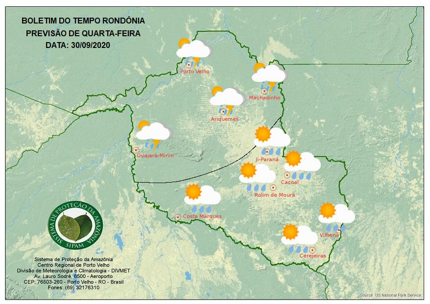 CLIMA: Veja previsão do tempo para esta quarta-feira em Rondônia