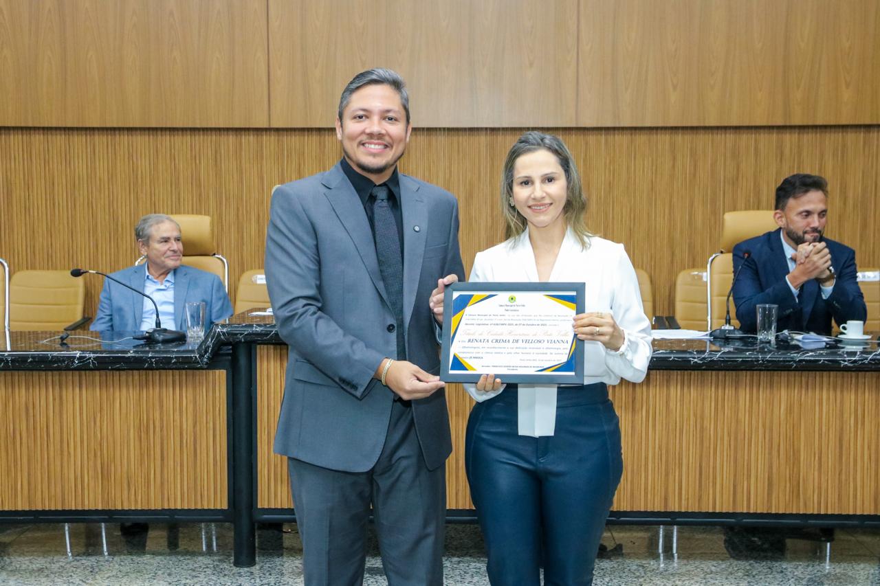 CIDADÃ HONORÁRIA: Médica Renata Velloso será homenageada pela Câmara Municipal e Porto Velho